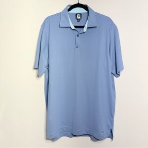 FootJoy Golf Polo Mens L Shirt Blue Gray Striped Athletic Stretch Casual FJ